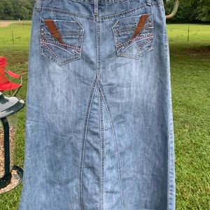 Cato girl long denim jean skirt sz 14